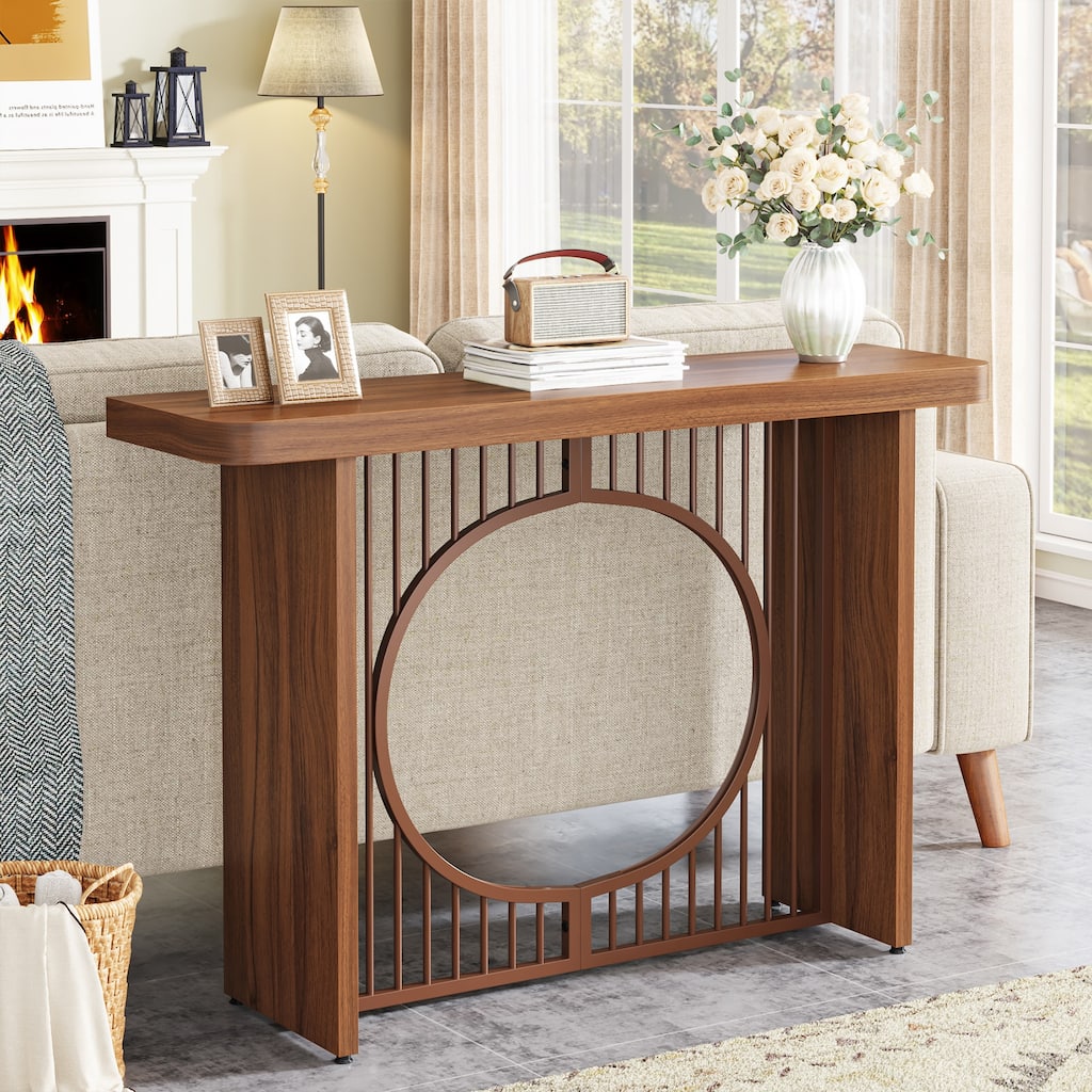 Farmhouse 47.24 Inch Console Table, Retro Wood Entryway Table Sofa Accent Table for Hallway, Entrance, Foyer