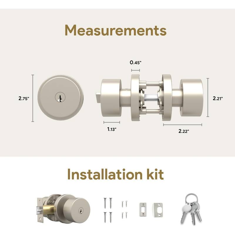 Mega Handles BUENA Entry Door Knob | Secure Lockset | Reversible Design | Heavy-Duty Zinc | Fits Left and Right-Handed Doors