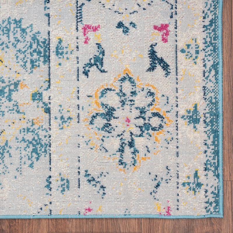 Sevita Faded Floral Transitional Boho Area Rug