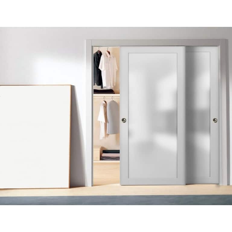 Closet Bypass Sliding Glass Doors/ Planum 2102 White Silk