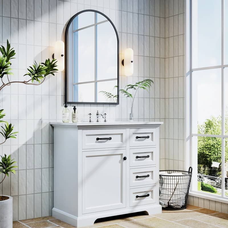 Bathroom Vanity with Top Sink Freestanding Vanity Set with Mirror