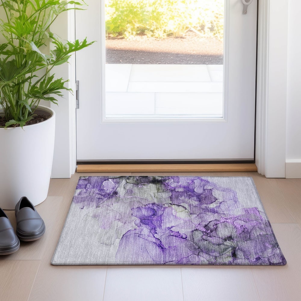 Machine Washable Indoor/ Outdoor Abstract Chantille Rug
