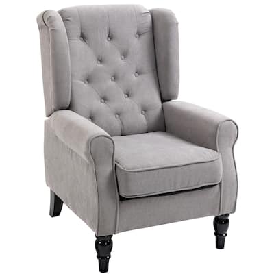 Grey Modern 29.3" High Back Upholstered Buttons Tufted Accent Chair with High Wingback and Thick Padded Seat