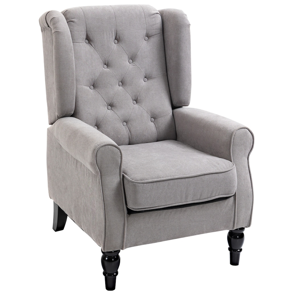 Grey Modern 29.3" High Back Upholstered Buttons Tufted Accent Chair with High Wingback and Thick Padded Seat