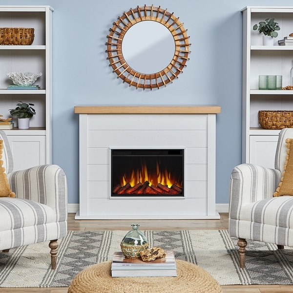 Marshall Slimline Electric Fireplace in White by Real Flame - On