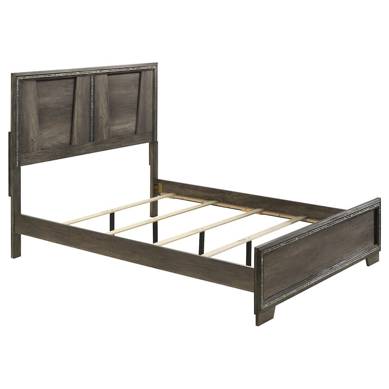 Janine Mid-Century Modern Panel Bedroom Set Grey