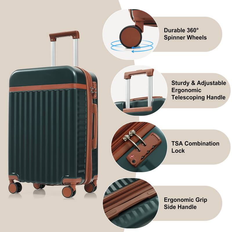 Luggage Set of Three, ABS Hard Shell Luggage with Spinner Wheels