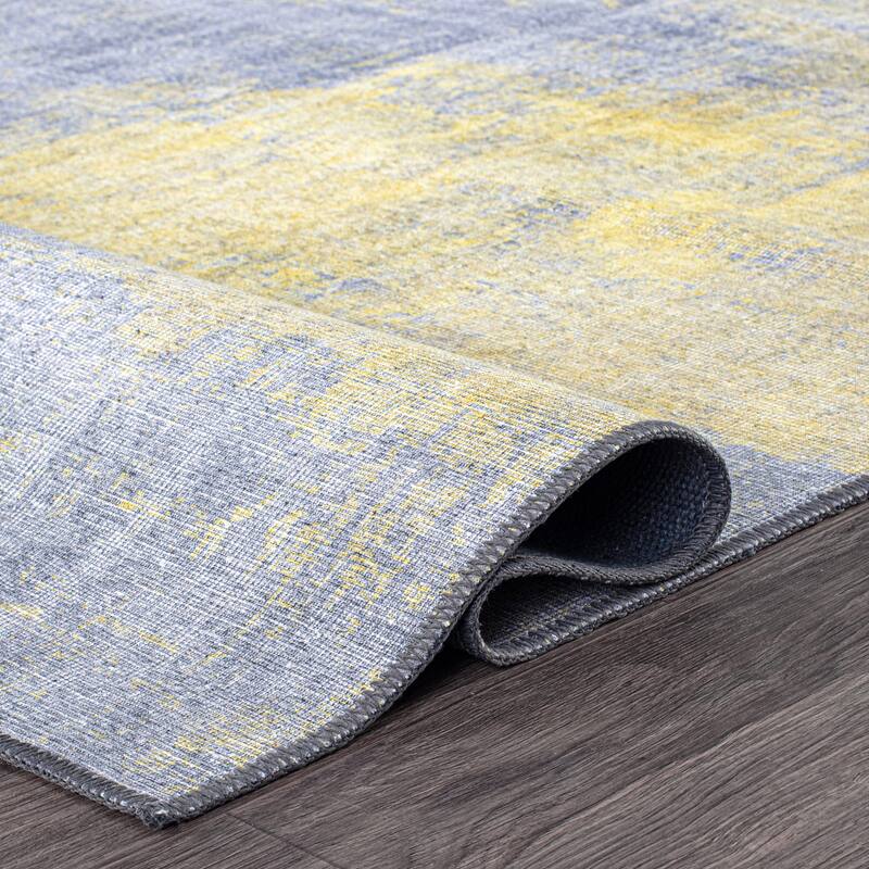 Contemporary Abstract Machine Washable Area Rug