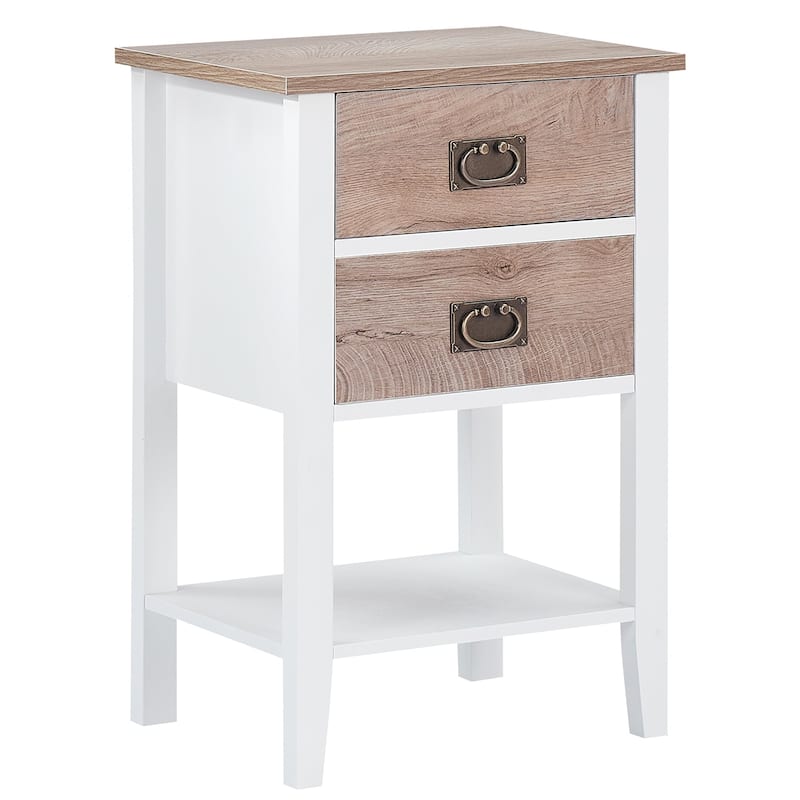 Javlergo Wood Nightstand with 2-Drawer and Storage Shelf, Set of 2
