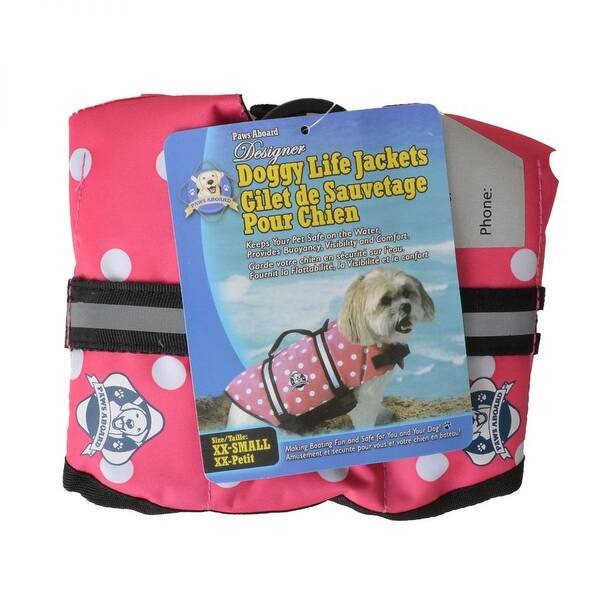 Shop Paws Aboard Doggy Life Jacket Pink Polka Dot Xx Small