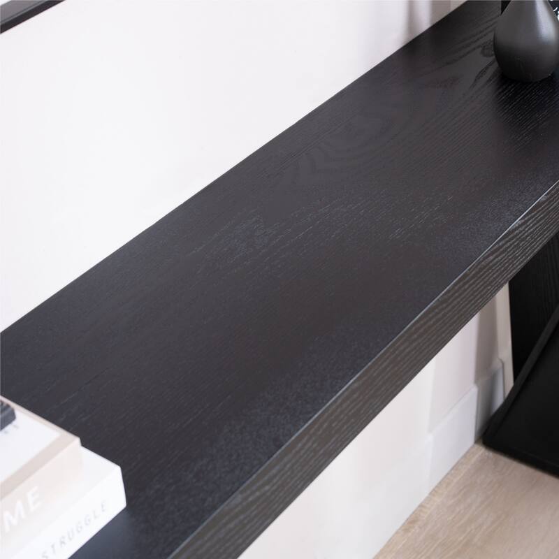 Roomfitters 58 Inch Modern Black Console Table with Crossed Legs, Narrow Entryway Design