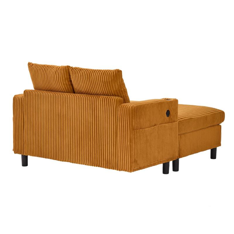 GDFStudio - Corduroy Recliner Sofa with USB Charging, RGB LED Light Strip - Suitable for Living Room and Bedroom