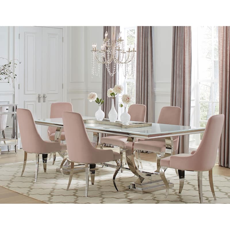 Antoine Rectangular Glass Top Dining Table Set