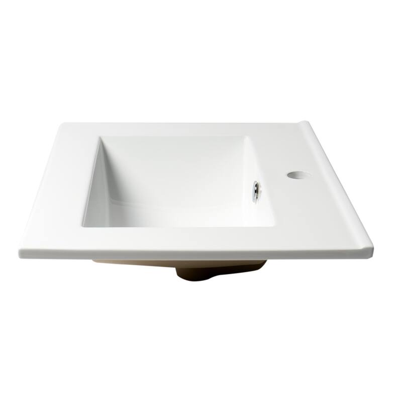 ALFI brand ABC803 White 25" Rectangular Drop In Ceramic Sink with Faucet Hole