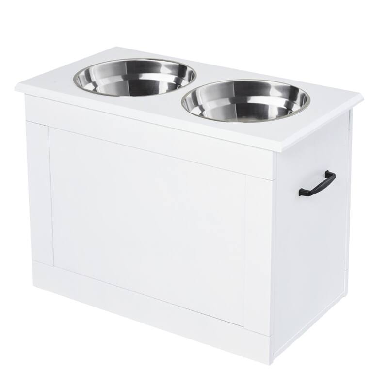 Dog Bowls, Pet Feeding Storage with Hollow Handles - 23.5"L x 11.75"W x 16.25"H