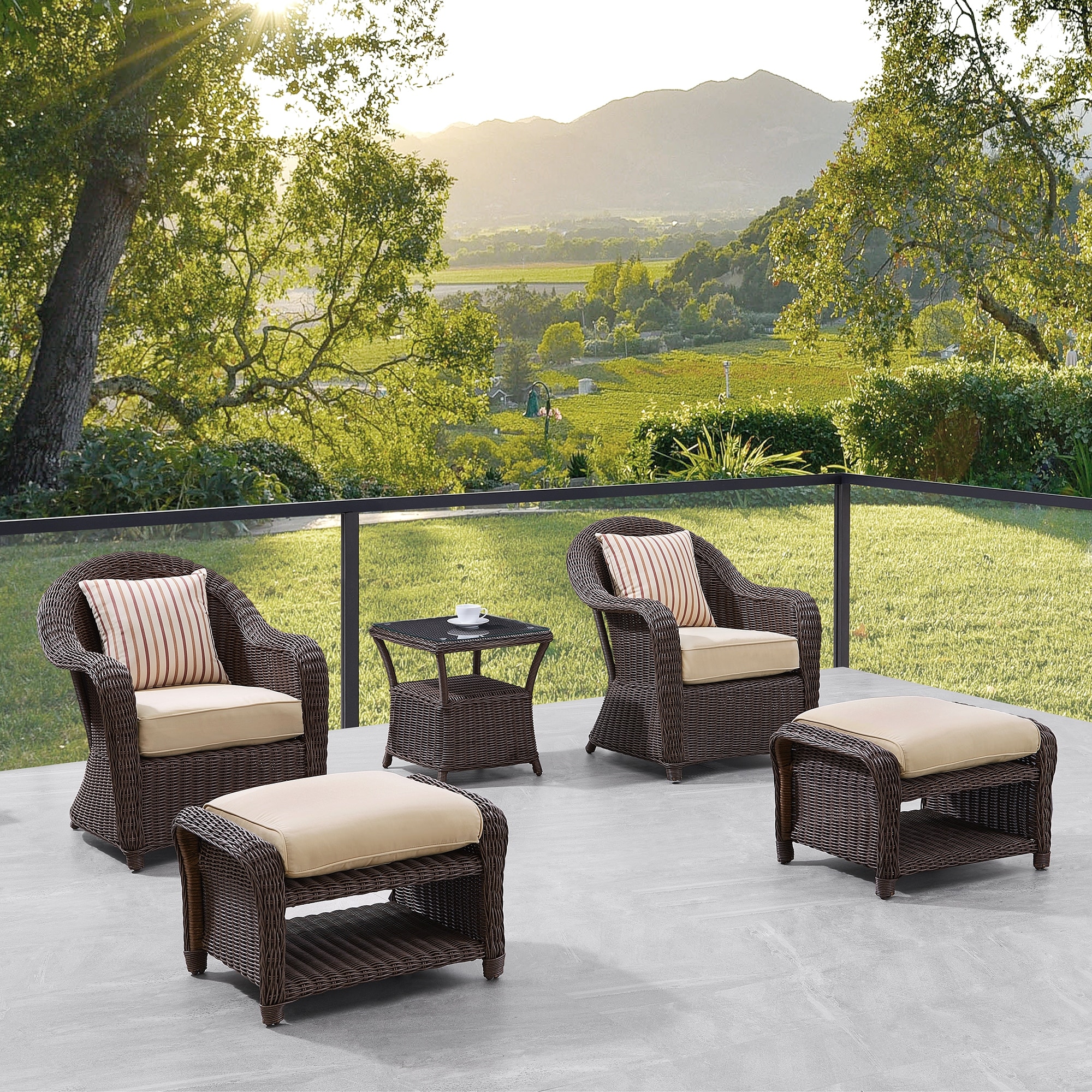 Martha Stewart Preston 5-Piece Outdoor Conversation Set in Dark