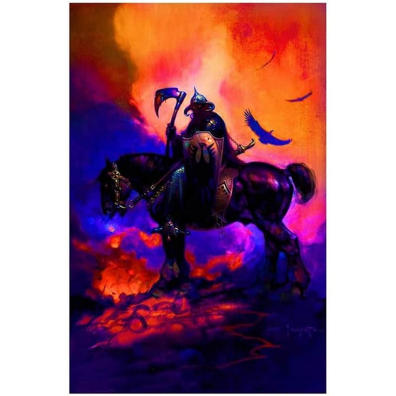 Death Dealer 1 Fantasy Frank Frazetta Non Flock Blacklight Art Poster - 24 x 36 Inch