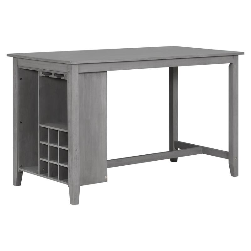 Gray Rustic 5-Piece Counter Height Dining Table Set with 4 Chairs & Storage