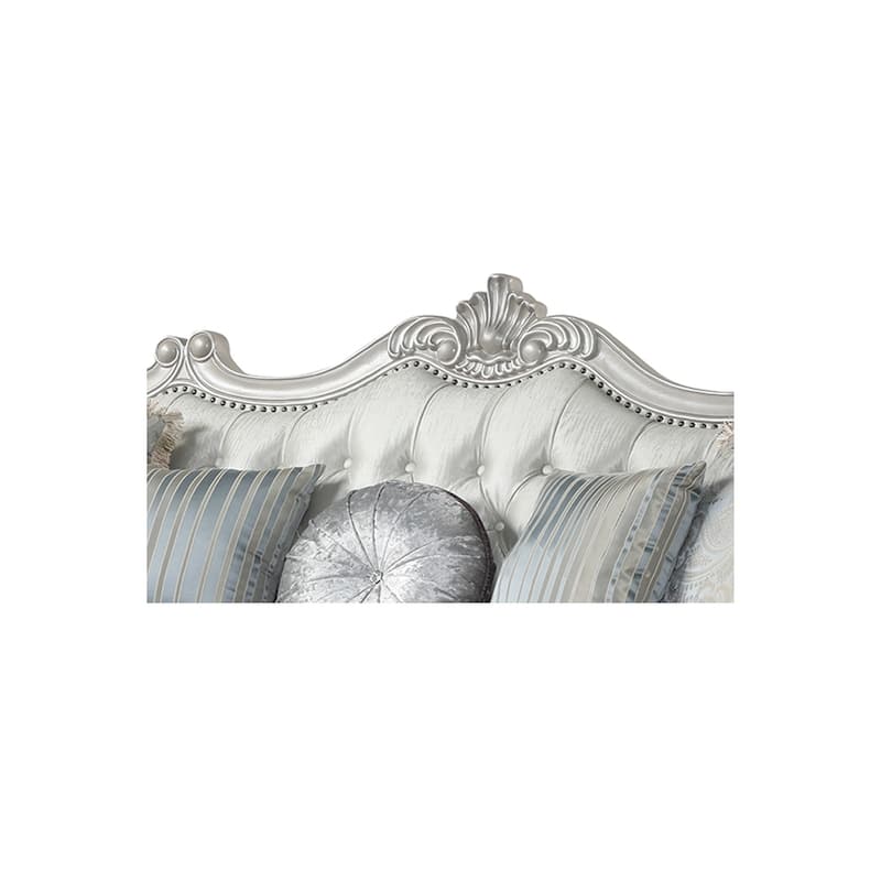 Traditional Style Loveseat Made With Wood In Silver