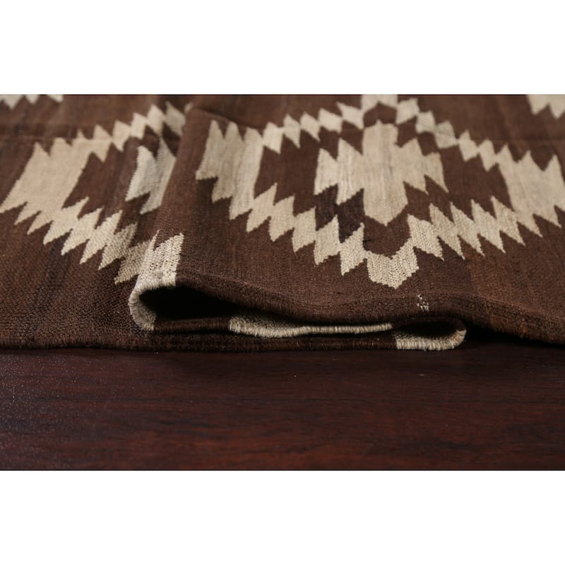 Geometric Tribal Natural Dye Kilim Oriental Wool Area Rug Hand-woven - 4'8" x 6'8"