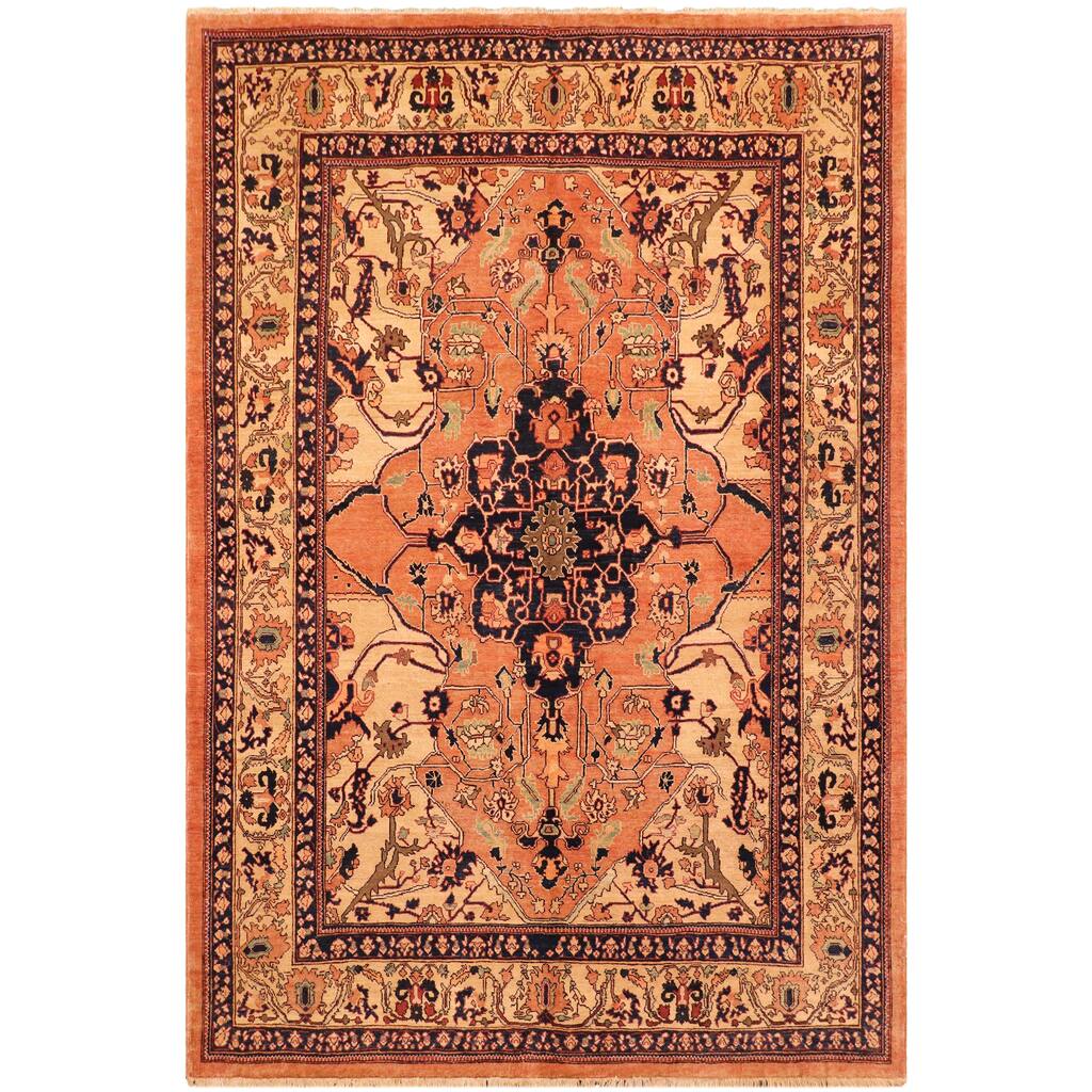 Semi-Antique Distressed Low-Pile Lt.Rust/Blue Wool Rug -8'1 x 9'9 - 8 ...