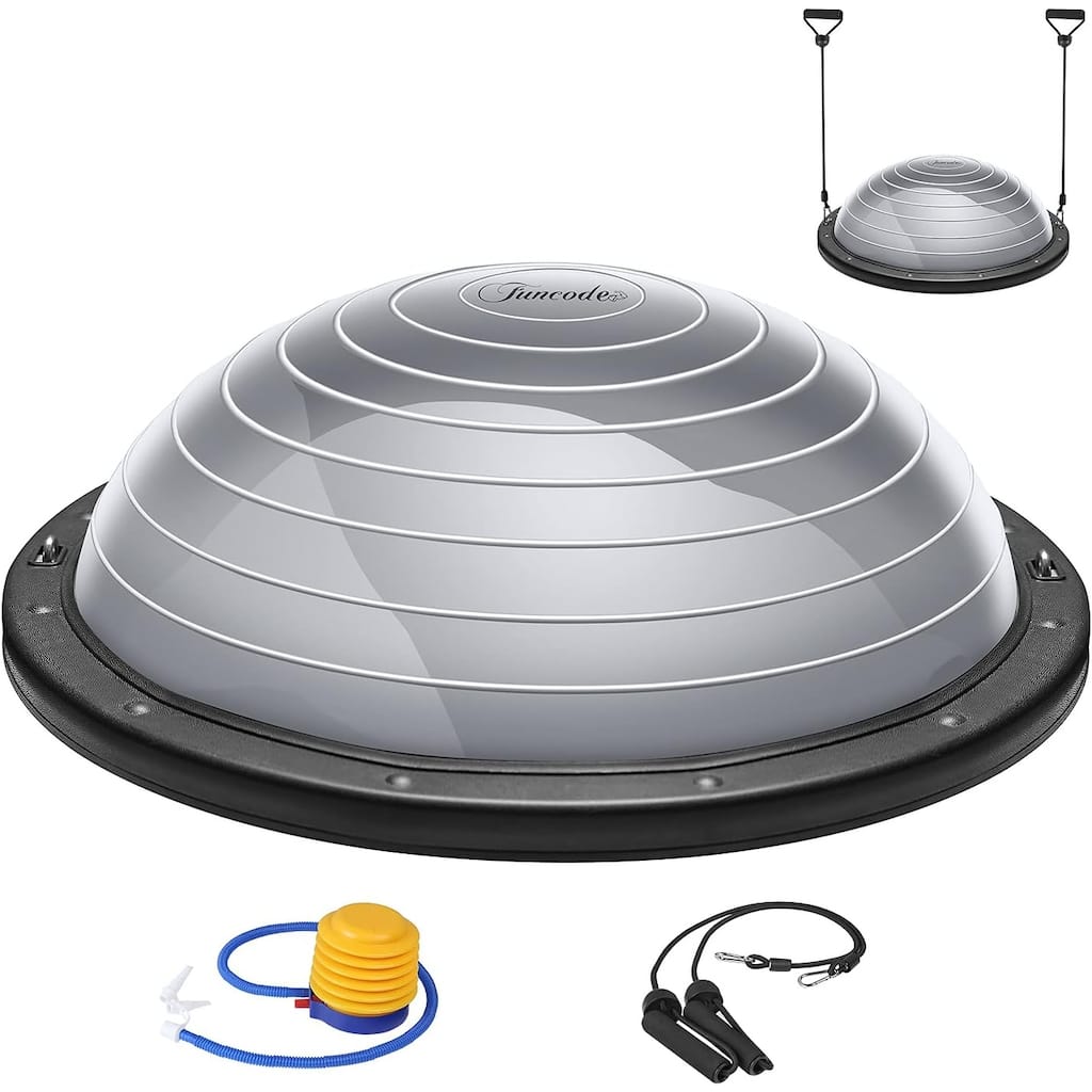 Half Ball Balance Trainer, Balance Ball, Exercise Half Ball w/Resistance Bands,Yoga Balance Ball Anti Slip Surface w/ Foot Pump
