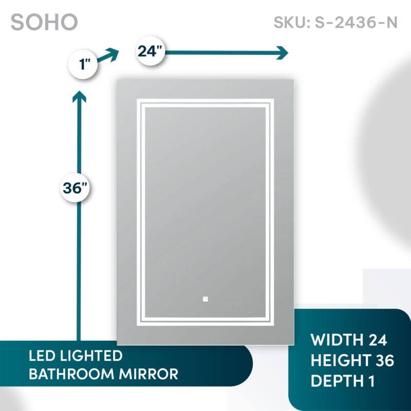AQUADOM Soho Led Lighted Mirror for Bathroom Defogger, Backlit and Front-Lit