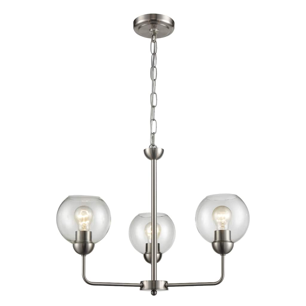 Astoria 23-inch Wide 3-Light Chandelier in Brushed Nickel