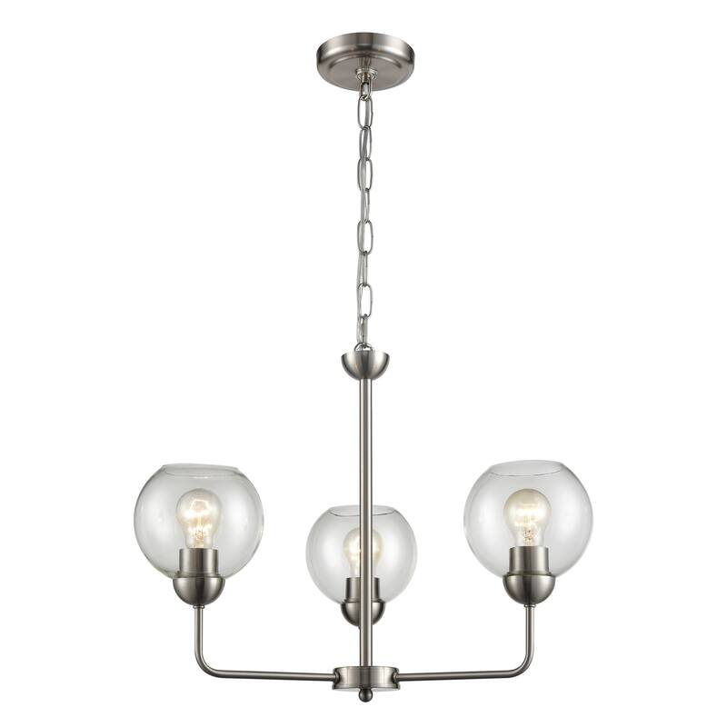 Astoria 23-inch Wide 3-Light Chandelier in Brushed Nickel - 32in W x 32in D x 23in H