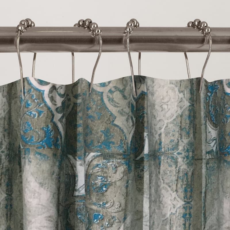 Dainty Home 100% Cotton Tiles Fabric Shower Curtain, 70"W x 72"L