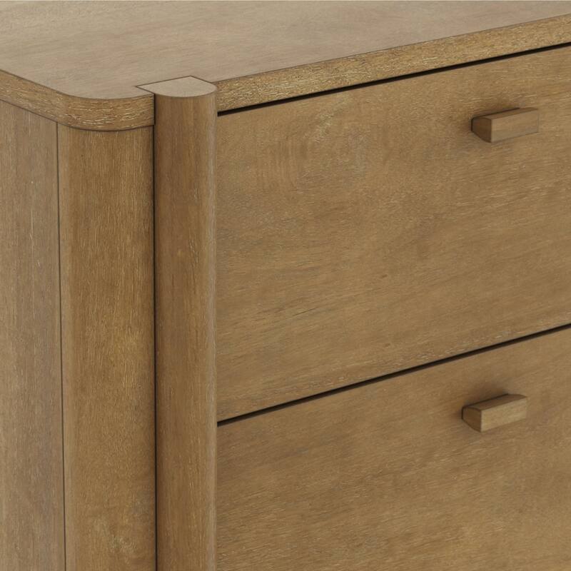 Solace Mid Century Modern 2-Drawer Nightstand with Solid Wood Frame and Rounded Details