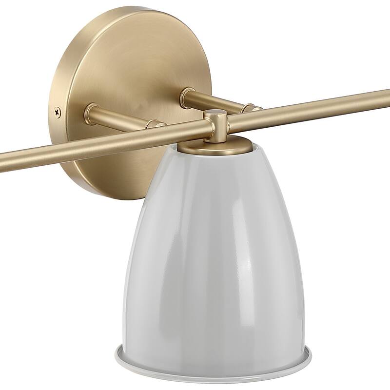 Biba 24 in. 3-Light Brushed Gold Modern Vanity Light with Grey Sky Metal Shades