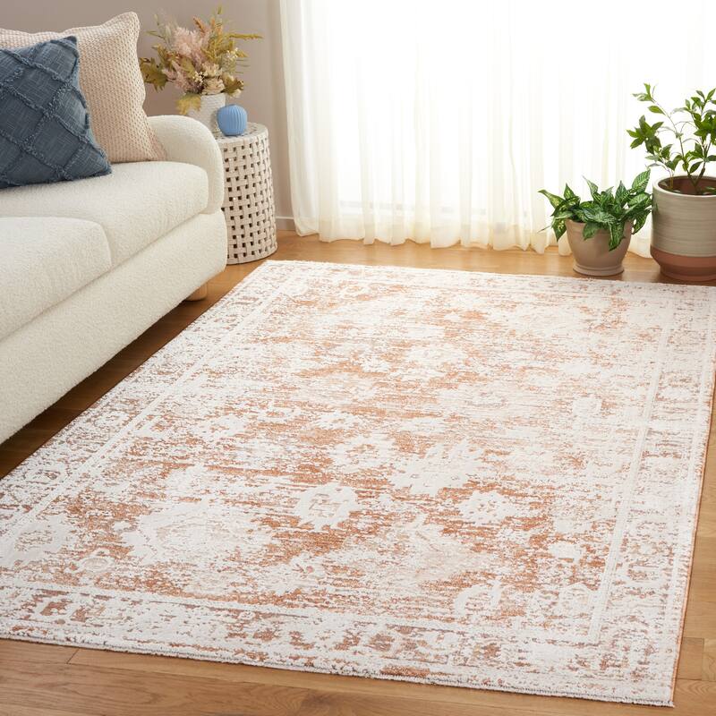 SAFAVIEH Romance Adinda Shabby Chic Rug - 5'3" x 7'6" - Rust/Beige Ivory