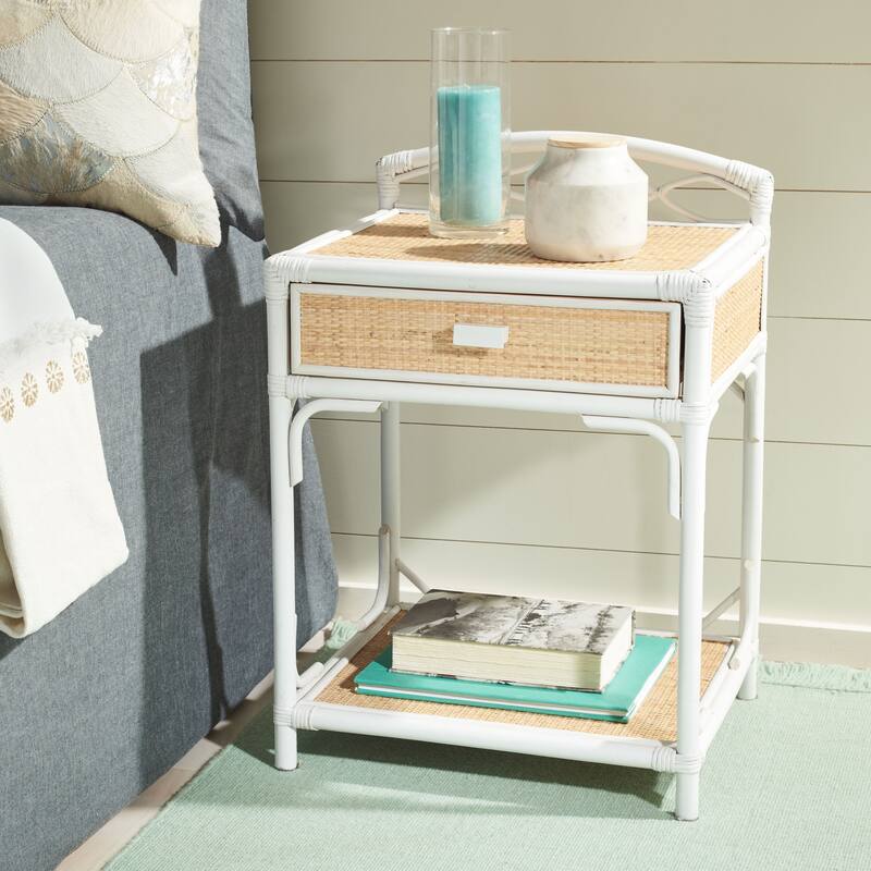 SAFAVIEH Aaliyah Bea Coastal 1-Drawer 1-Shelf Nightstand - White/Natural