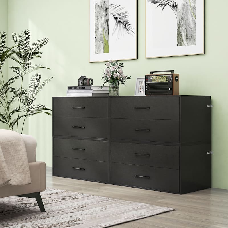 Gymax Stackable 2-Drawer Dresser Multi-Purpose Wooden Storage Cube