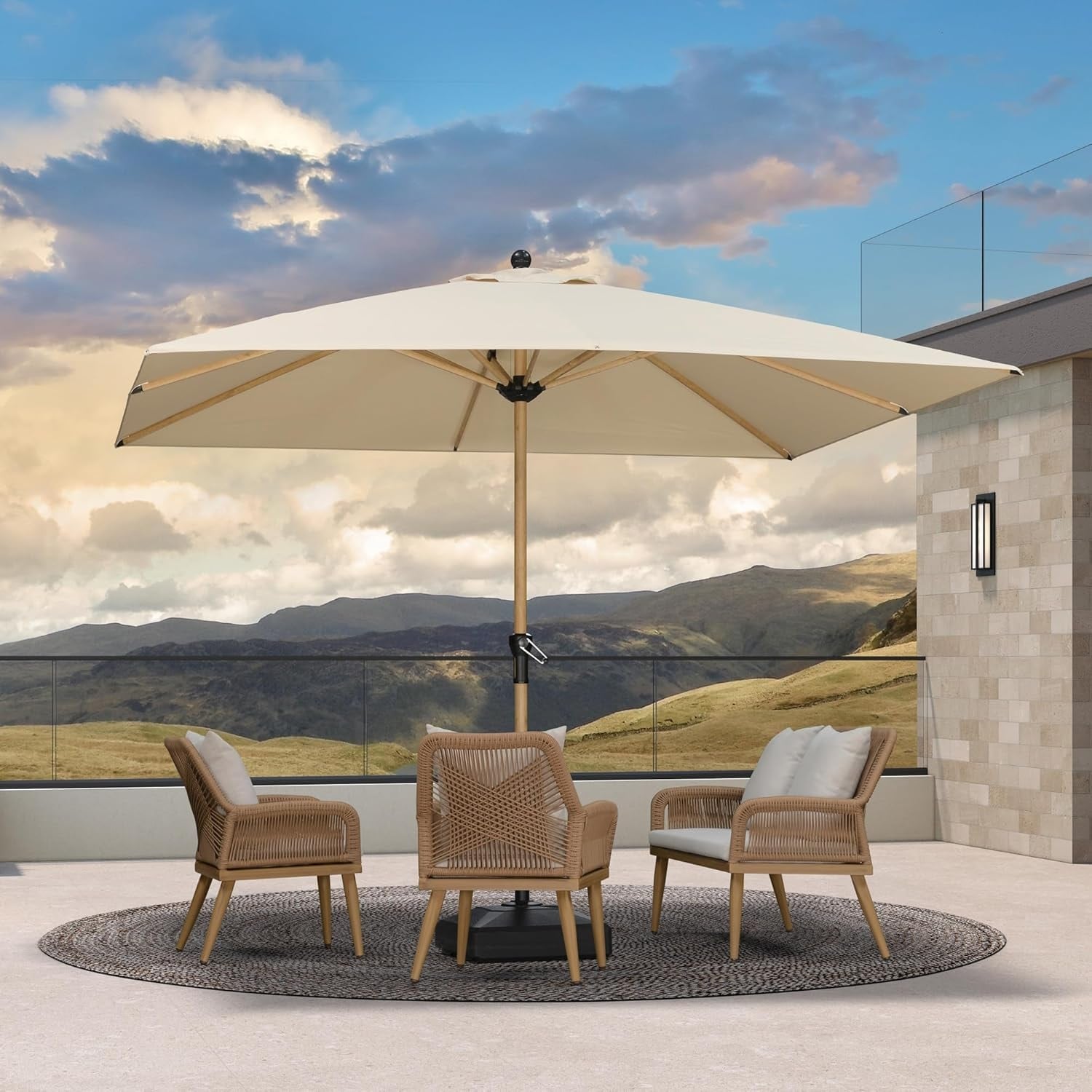 10' x 10' Square Patio Umbrella with Crank Handle, Waterproof Fabric, and Sturdy Aluminum Frame