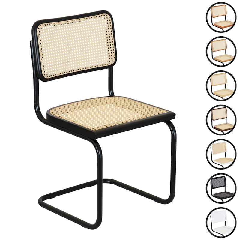 Breuer Chair Company Marcel Breuer Cesca Cane Cantilever Side Chair w/ Black Steel Frame (Various Wood & Cane Colors)