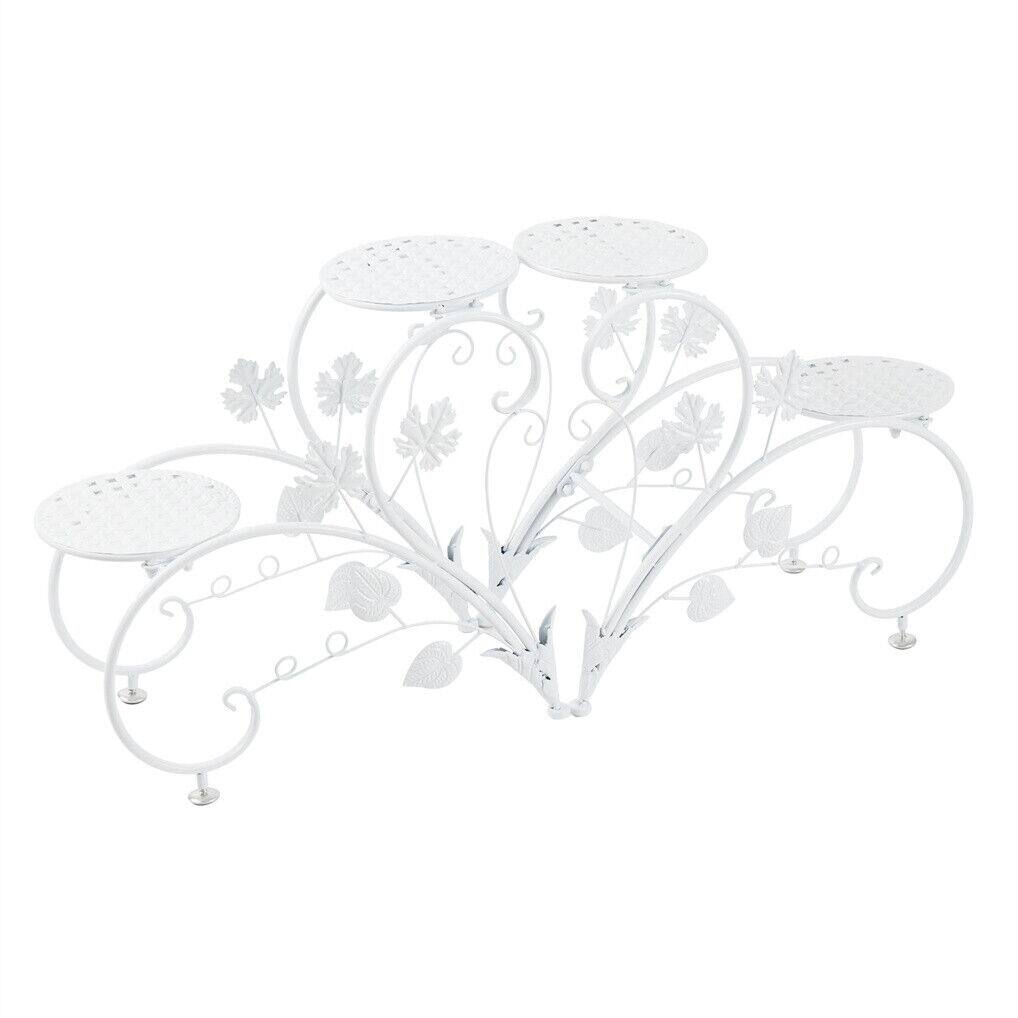 Plant Stand Heart Shaped Set of 2 Metal Flower Racks Potted White On