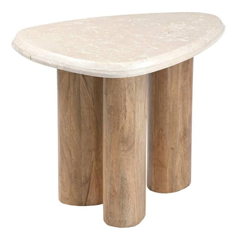 Marlin Modern Marble & Mango Wood Nesting Table Set