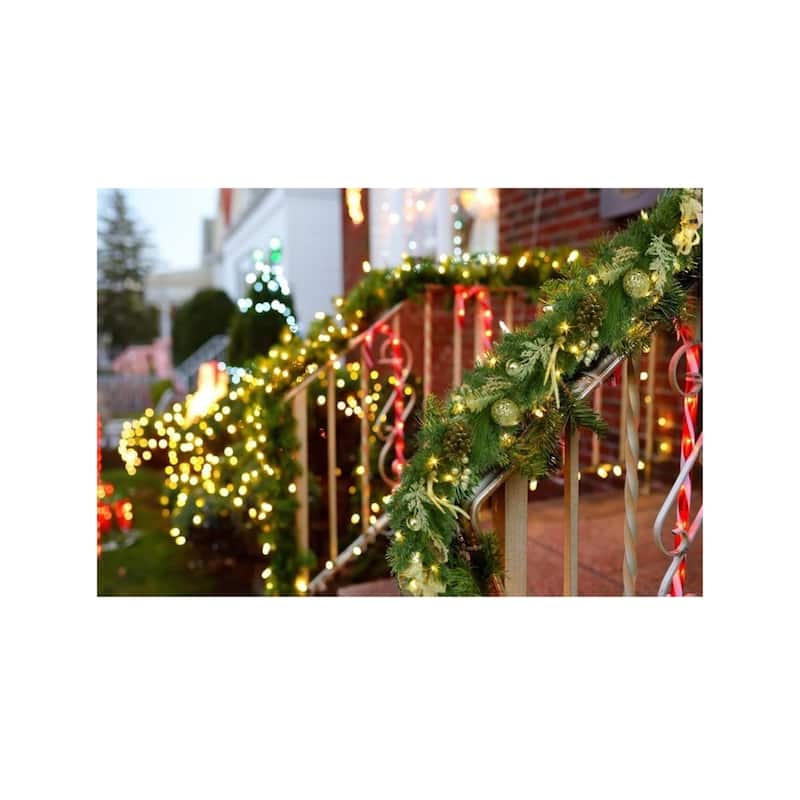 6FT Battery Powered Xmas Garland Prelit Lights Indoor/Outdoor with Timer - N/A