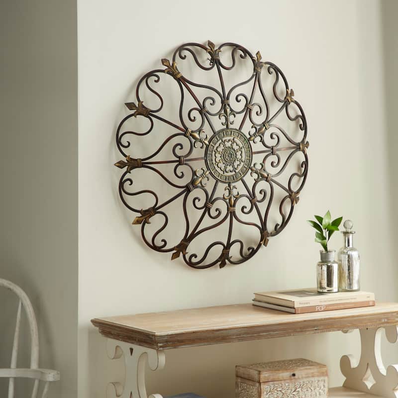 Brown Metal Scroll Home Wall Decor - Brown