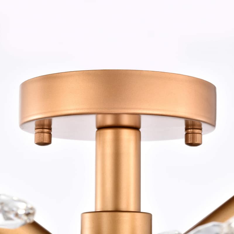 Holly 4-light Shiny Bronze Crystal Leaves Branches Flush Mount