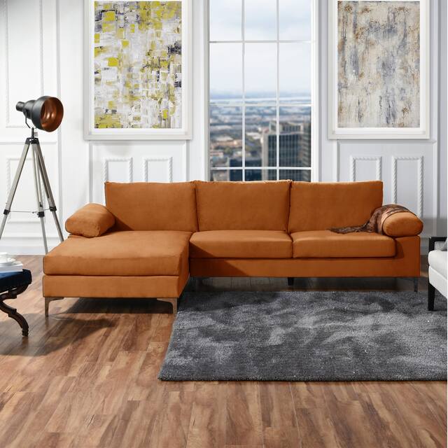 Velvet Upholstered L-Shape Sectional Sofa