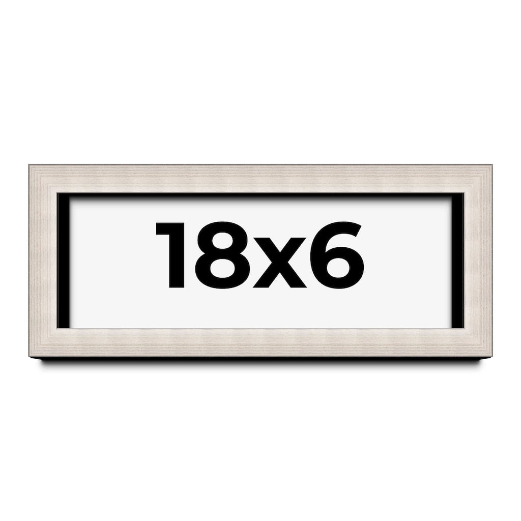 18x6 Shadow Box Frame Silver Real Wood Contemporary Shadowbox Display Frame UV Acrylic Front Acid Free Backing and Hardware