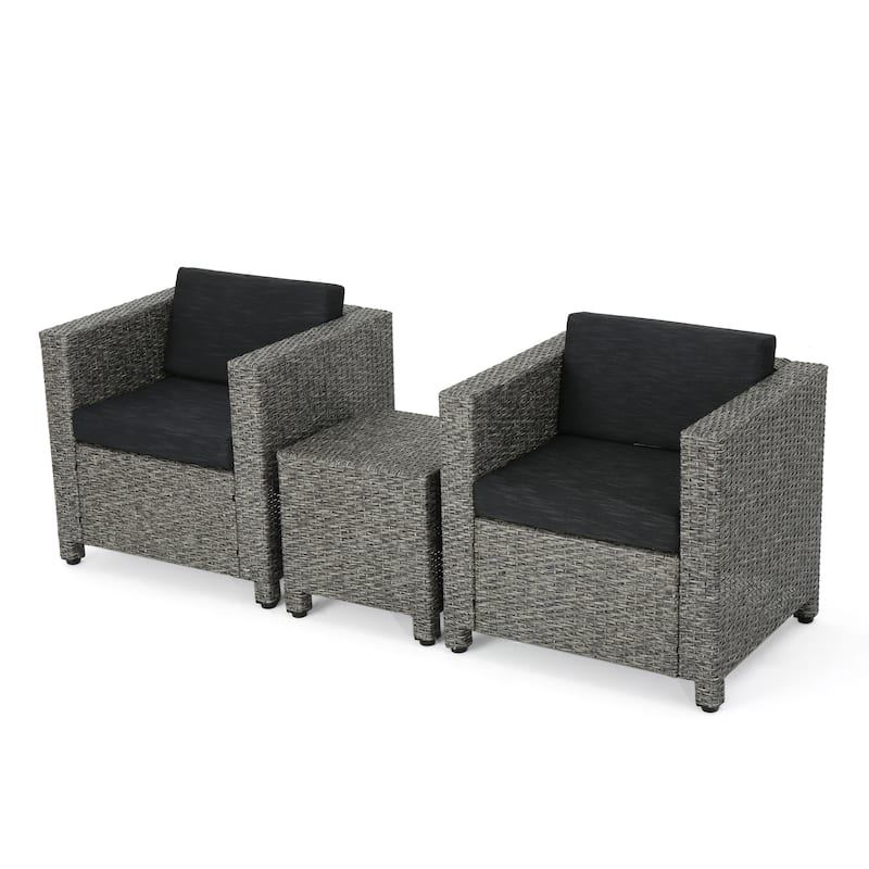 Puerta Outdoor 3-piece Wicker Seating Set with Cushions by Christopher Knight Home