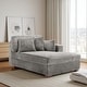 preview thumbnail 93 of 150, 42" W Plush Corduroy Upholstered Chaise Lounge Sleeper for Living Chaise&2 Pillows-Right Facing - Light Grey