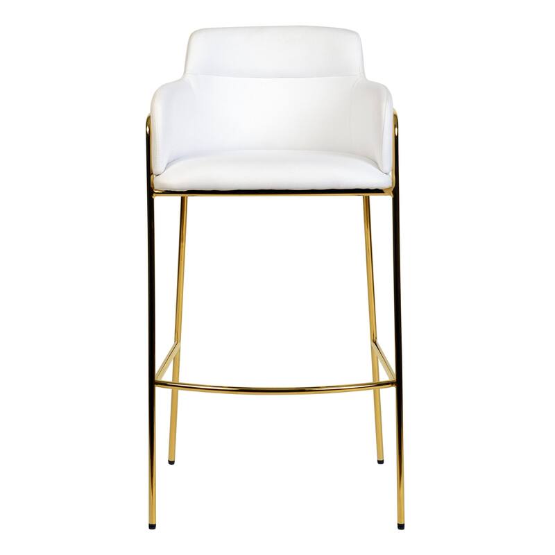 LeisureMod 40" Low-Back Velvet Upholstered Bar Stool with Gold Stainless-Steel Frame for Home Living Room Kitchen & Bar