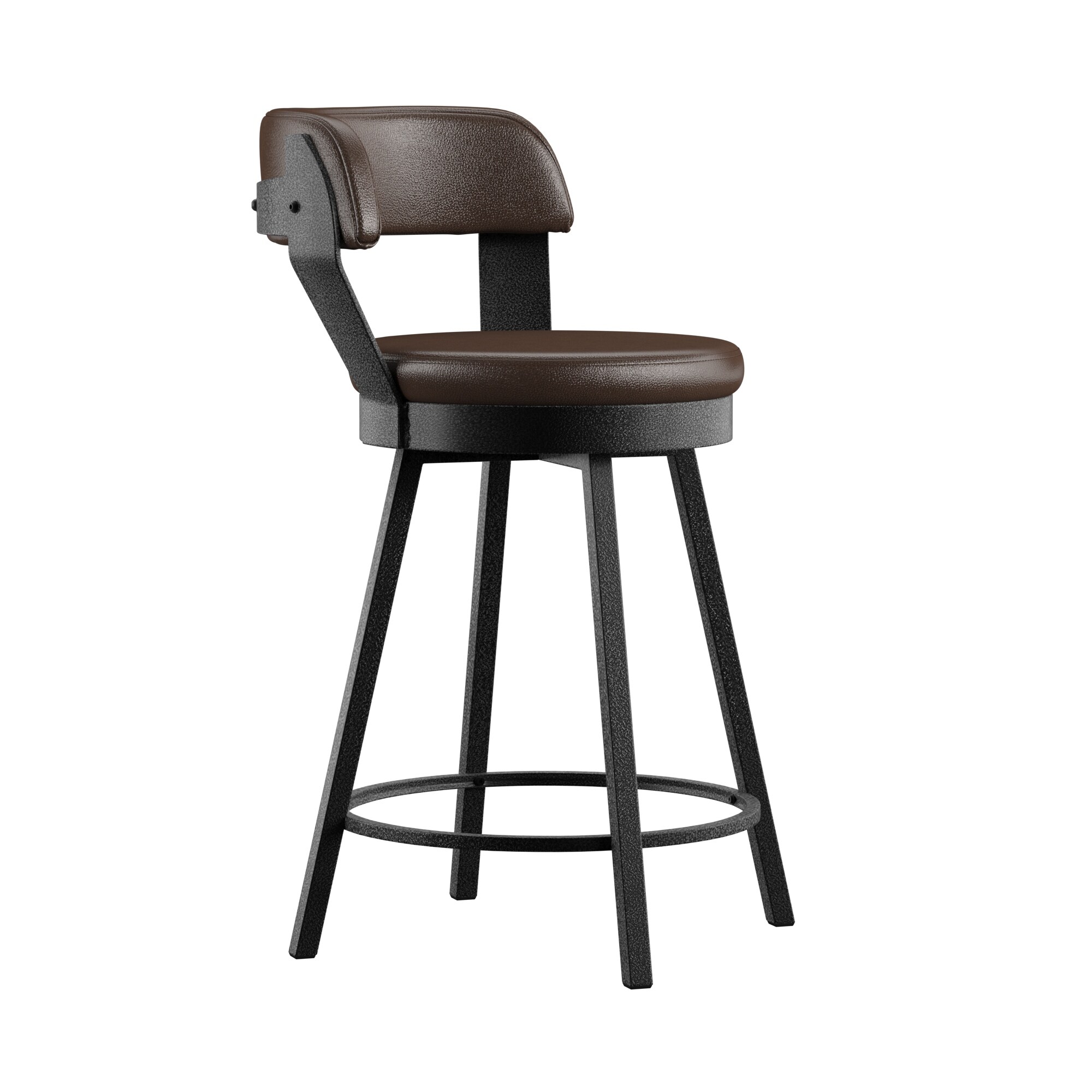 Harley Faux Leather Graphite Grey Metal Swivel Stools (Set of 2) by iNSPIRE Q Modern