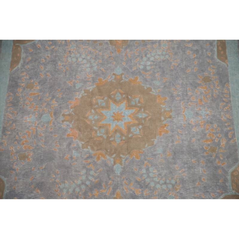 Hand Knotted Oriental 100% Wool Carpet Traditional Floral Greys & Charcoal Tabriz Area Rug - 9' 5'' X 6' 4''