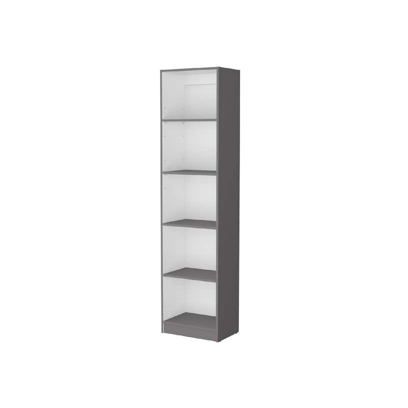 HomeRoots 71" Gray And White Wood Five Tier Bookcase